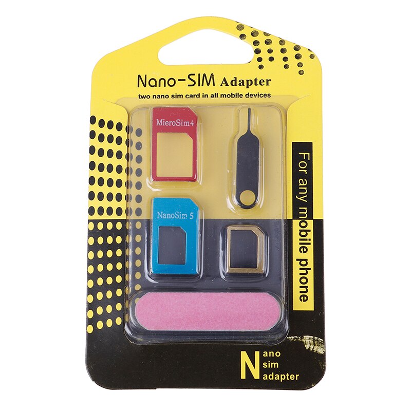 5in1 Micro Standard Sim Card Adapter Kit Converter With Sander Bar Tray Open Needle For iPhone 5S 7 Plus 6S xiaomi redmi 3s