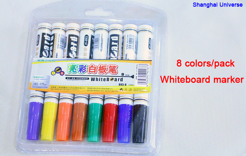 8 kleuren/Veel Blister Verpakt Droge Wissen Marker Whiteboard Marker