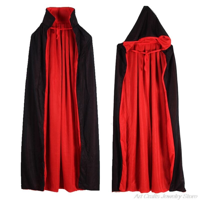 Vampier Mantel Cape Stand-Up Kraag Cap Omkeerbaar Voor Halloween Kostuum Thema Party Cosplay Mannen Vrouwen M10 21