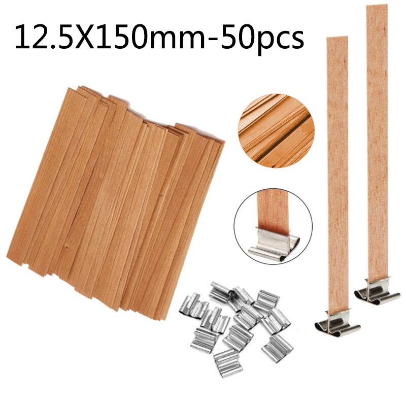 Wood Candle Wicks Candl Wick With Base Wooden Candle Wick Set Core For DIY Candle Making Supplies Handmade Soy Parffin Wax Wick: 12.5X150mm