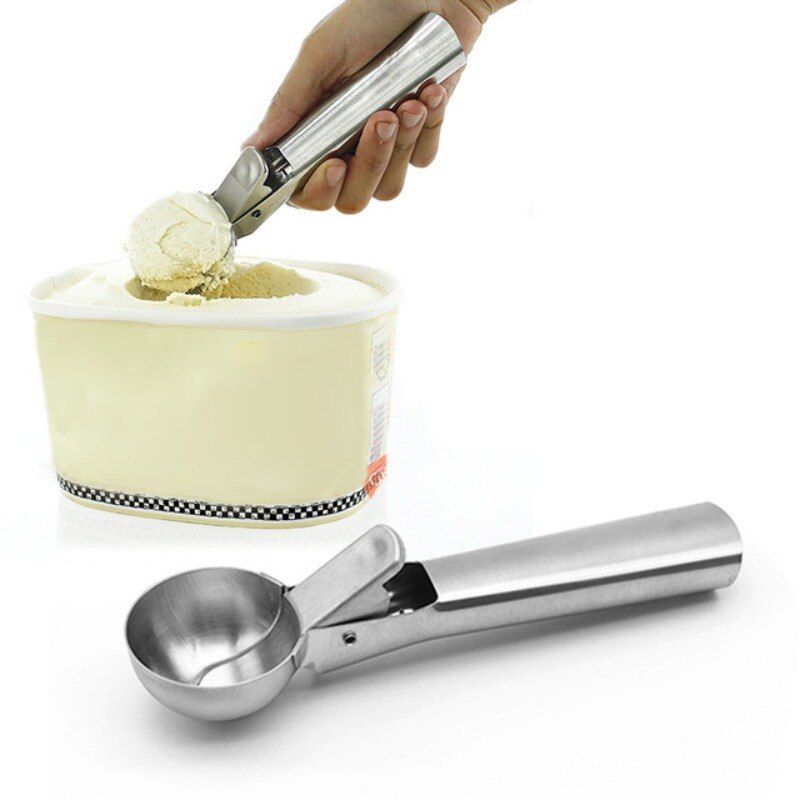 Stainless Steel Ice Cream Spoon Multi-funtion Mashed Potatoes Watermelon Jelly Yogurt Cookies Handle Scoop Kitchen Accessories