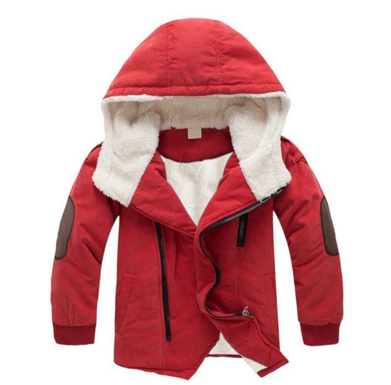 Kinderen Winterjas Jongen Verdikking Plus Fluwelen Warm Casual Jas Grote Kinderen Capuchon Katoenen Kleding 4-12 jaar Oud: orange / 5T