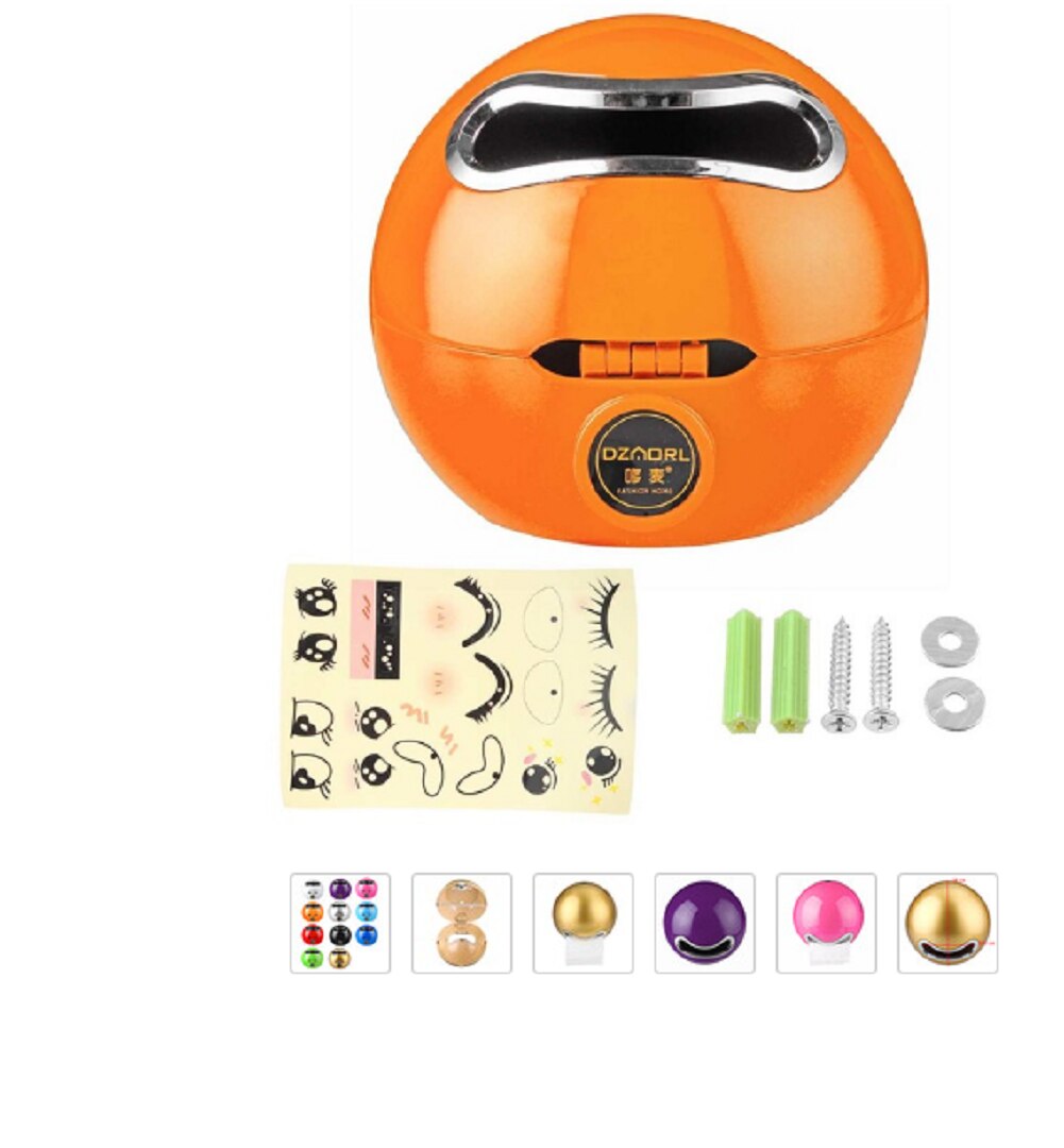 Round Fun Face Wall Mounted Tissue Holder Bathroom Toilet Roll Paper Storage Box: Orange