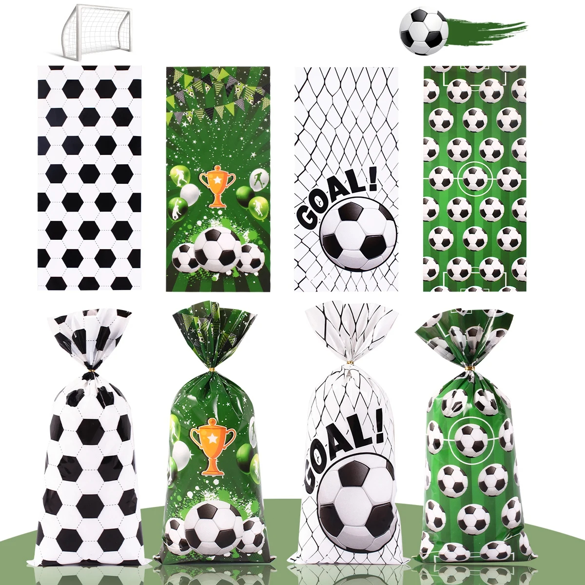 Bolsas para envolver dulces con tema de fútbol, bolsa de de fútbol, bolsa de galletas, bolsas de recuerdo de para niños, decoración de de cumpleaños, 25/50 Uds.