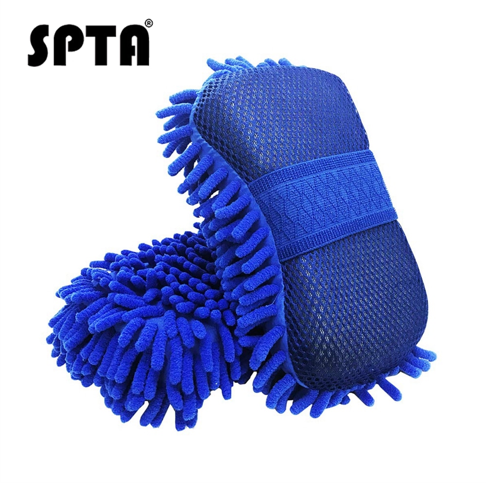 Spta mikrofiber bilvask svamp premium chenille fnugfri ridsefri ultra blød rengøring af bil svamp ultimativ vask mitt