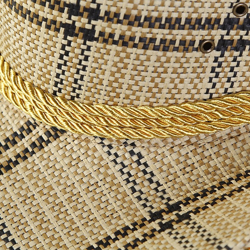 Unisex Summer Straw Camouflage Western Cowboy Hat Leisure Straw Hat UV Protection Outdoor Jazz Brimmed Hiking Sport