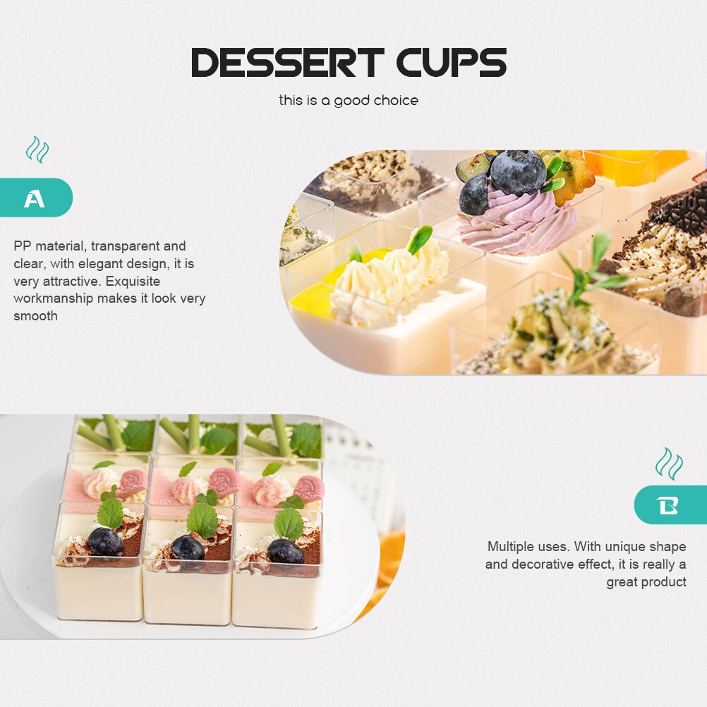 40 Pcs Transparant Mousse Cups Mousse Containers Pudding Cups Pudding Containers