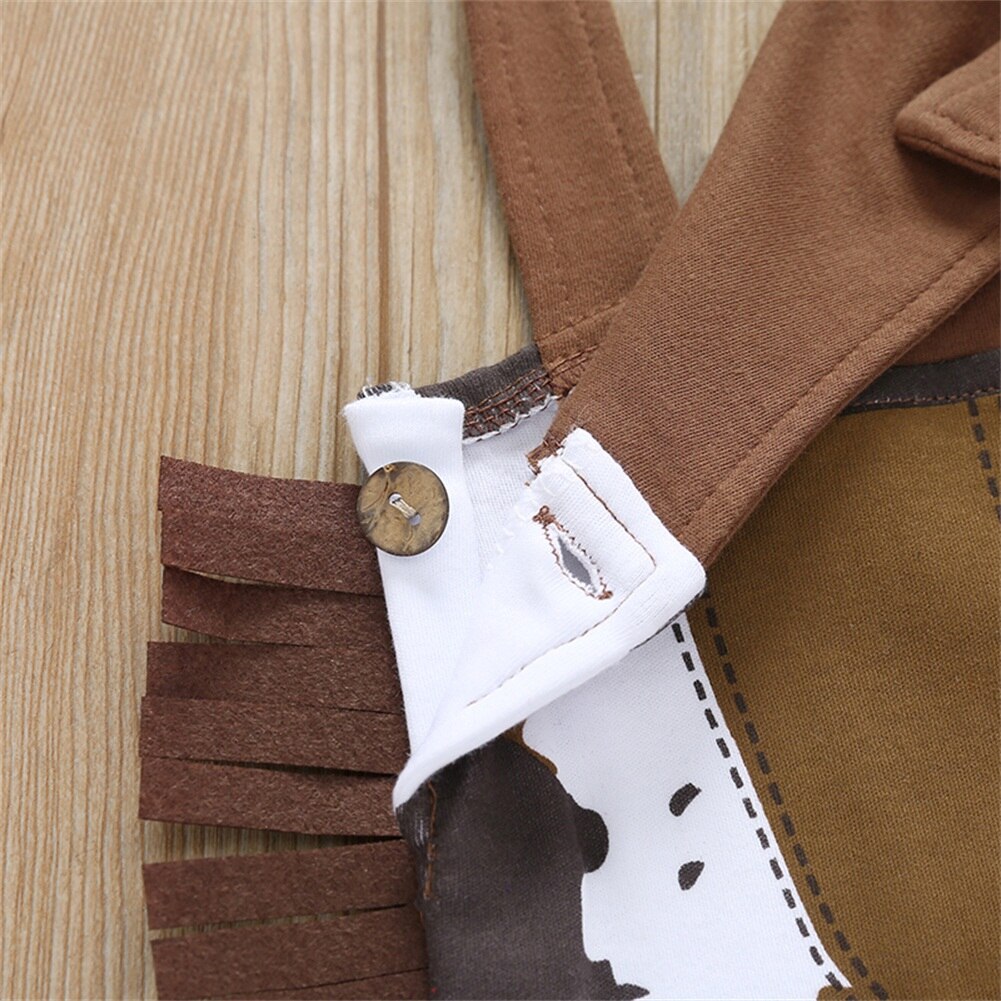 2019 najnowszy styl maluszek mały chłopiec dziewczyna wiosna lato odzież 3 sztuk sukienka w górę impreza kostium kowboj strój zestaw 6-24miesiące