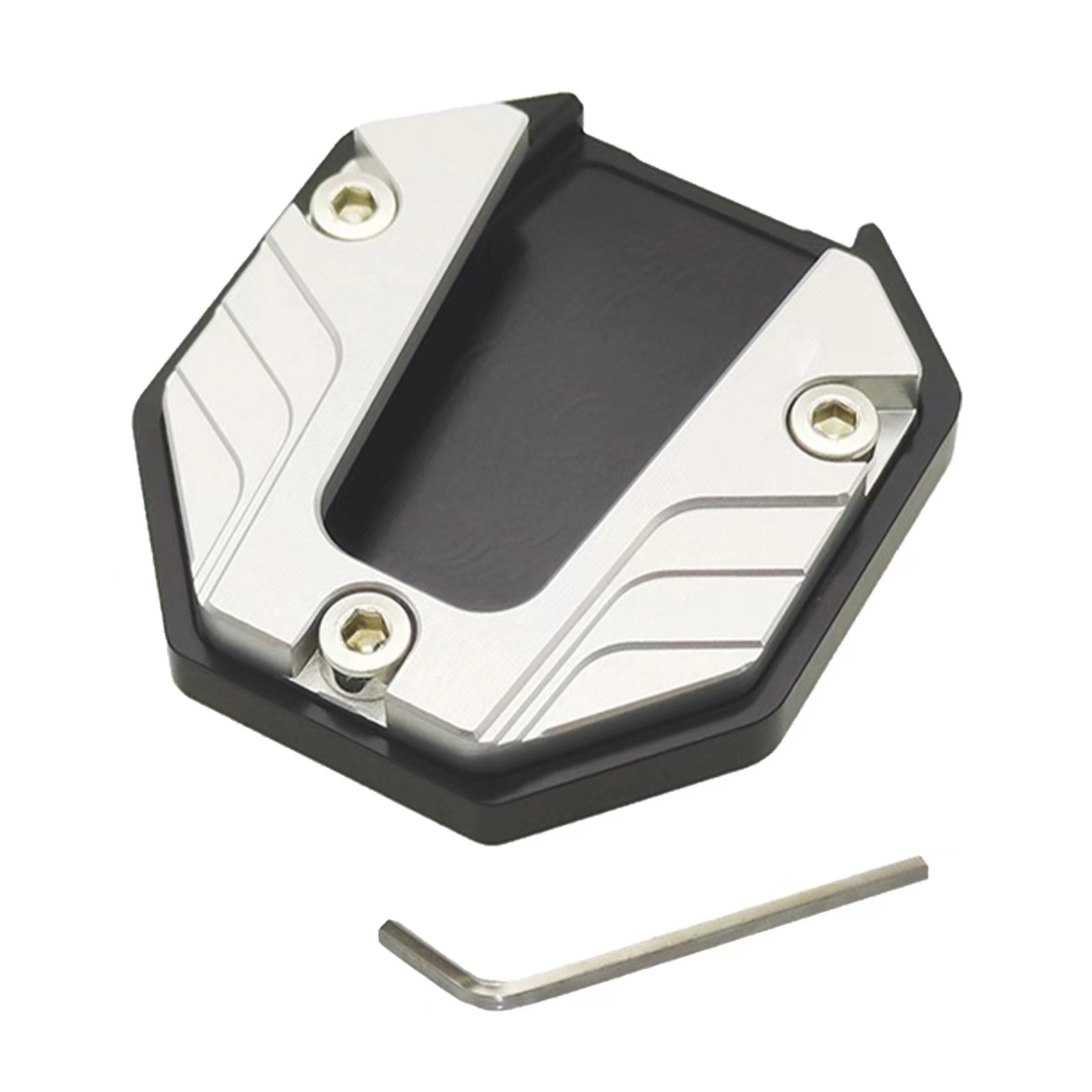 Motorstandaard Pad Antislip Vergroter Basisondersteuning Uitbreiding Vergroter Scooter Bromfiets Voetkussen CNC Aluminiumlegering: Zilver