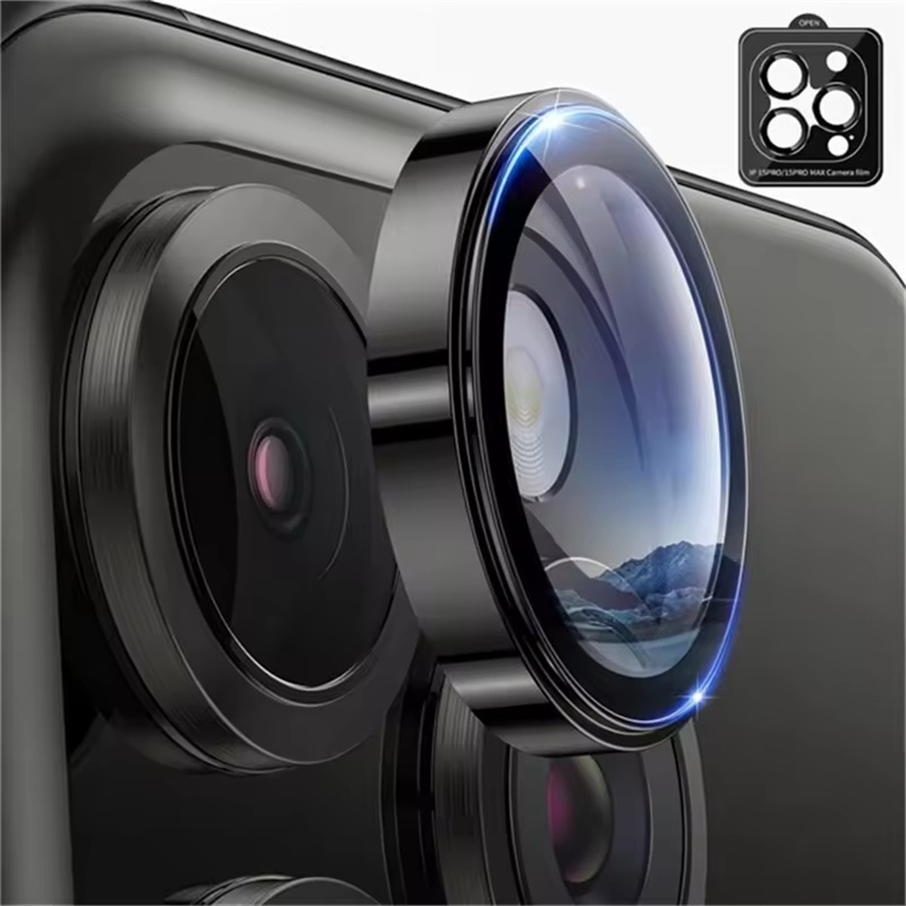 Protector de lente de cámara para iPhone 16 15 Pro Max, anillo de Metal, cubierta completa, película de lente de cámara para iPhone 16 15 Pro, accesorios para teléfono: Negro / Paquete 21