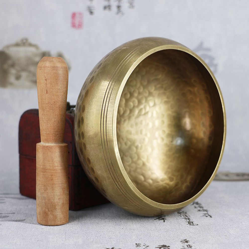 Grand bol chantant en cuivre et laiton fait à la main du népal, bol de Yoga tibétain