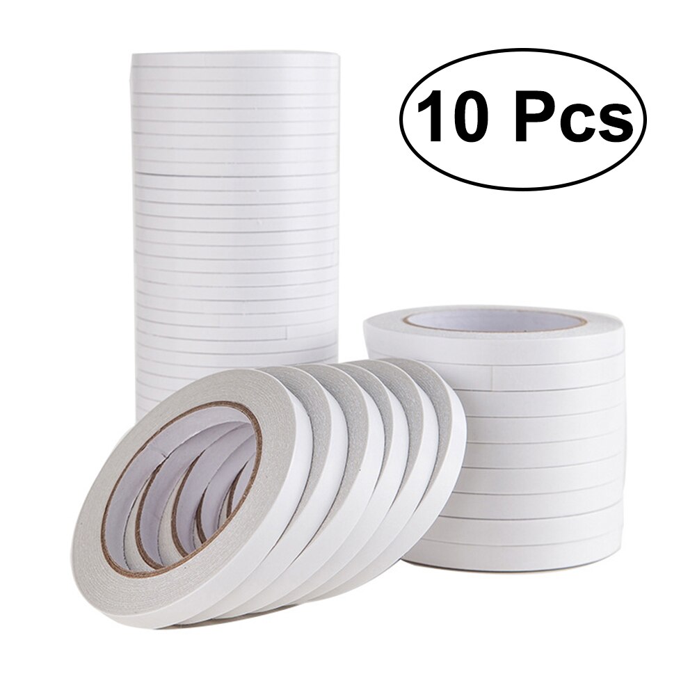 10Pcs 1.2x800cm Double-Sided Adhesive Tape Arts Crafts Photography Scrapbooking Wrapping Office School Stationery Supplies: 1.2X800cm