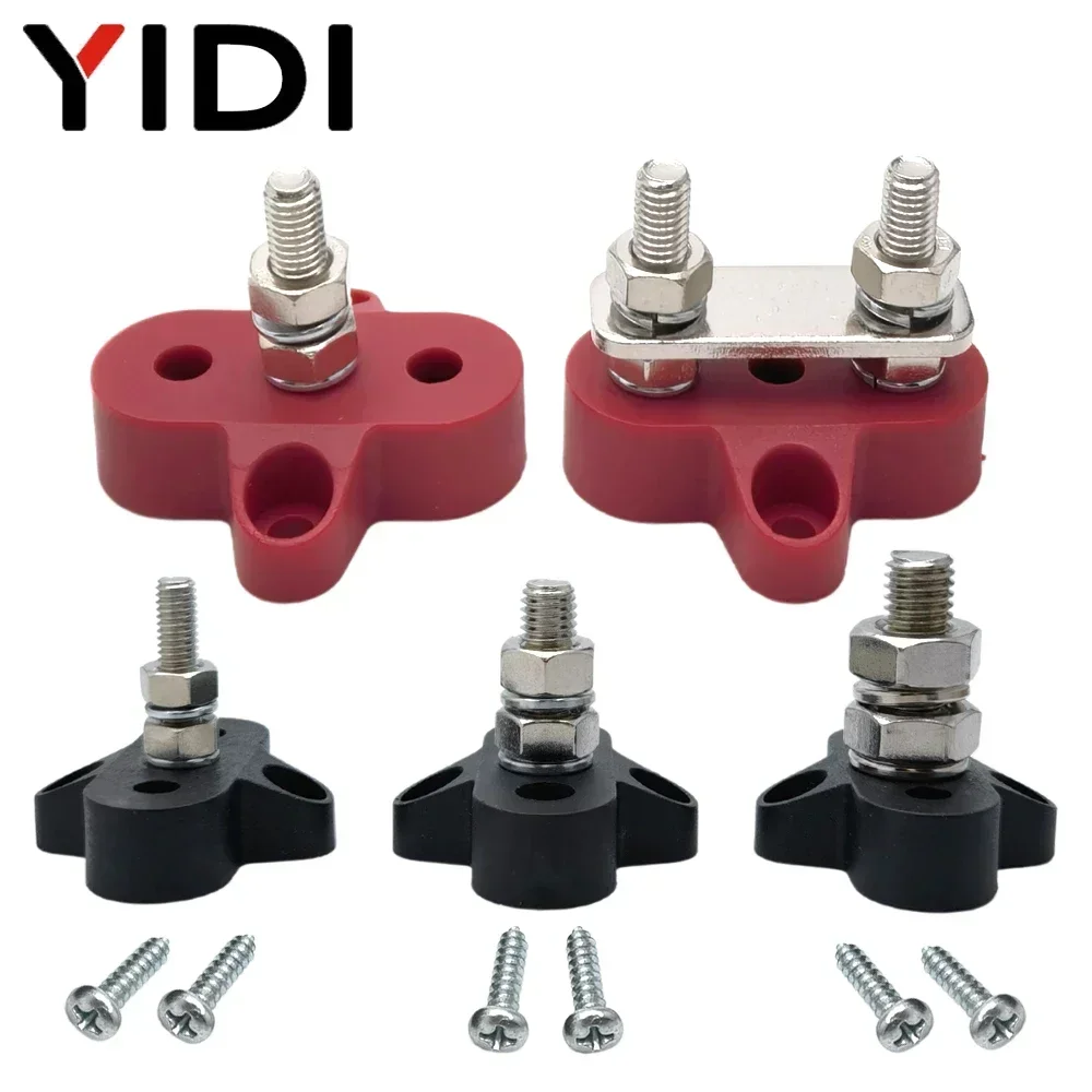 M6 M8 M10 Junction Terminal Block Stud Bus Bar Heavy Duty Batterij Stroomverdeling DC 48V Busbar Rood/zwart Automotive RV Boot