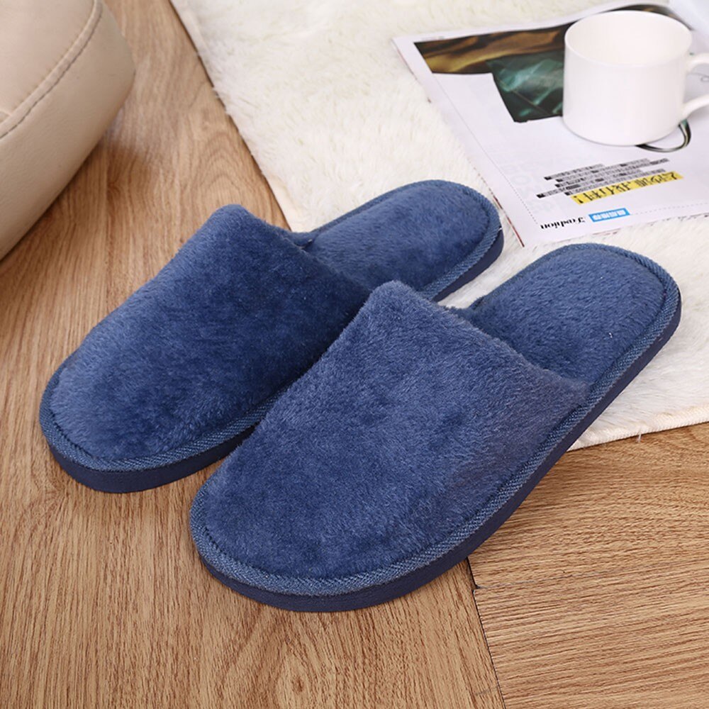 30 # Mannen Thuis Slippers Flip Schoenen Winter Warm Thuis Pluche Zachte Slippers Indoor Non-Slip Slippers Winter floor Slaapkamer Slippers: Navy / 44