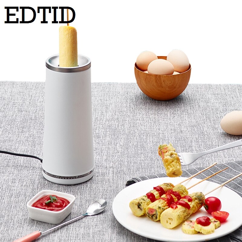 Edtid elektrisk mini enkel äggrulle maker kopp frukost dubbel omelett master stekt ägg korv rull ägg panna maskin 220v