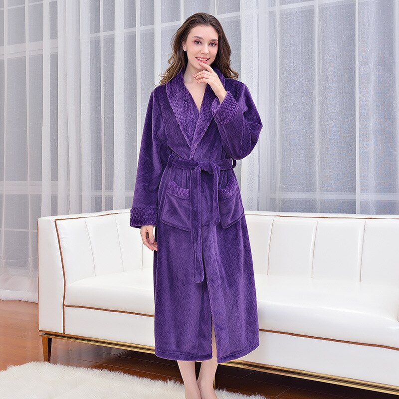 Liefhebbers Extra Lange Flanellen Badjas Vrouwen Mannen Dikke Warme Herfst Winter Kimono Badjas Bruidsmeisje Robes Nachtkleding Kamerjas