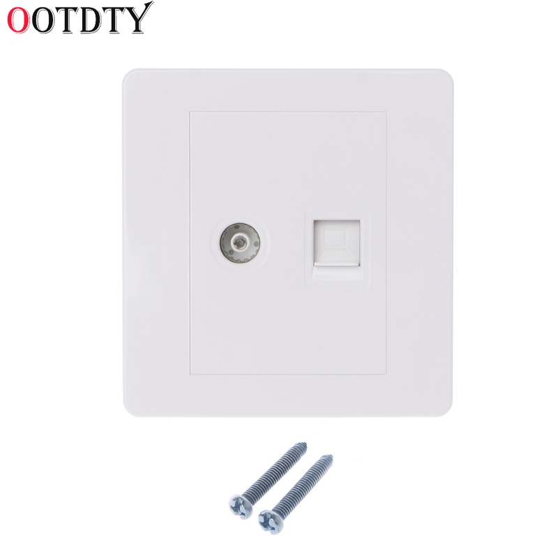 OOTDTY RJ45 Network Adapter+TV Antenna Coaxial Wall Mount Output Faceplate Panel Socket