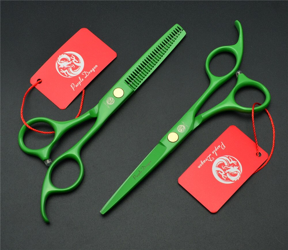6 inch Hairdressing scissors set Straight Thinning Barber shears Personality Hair Cutting Shears: PD-6GRset gift box