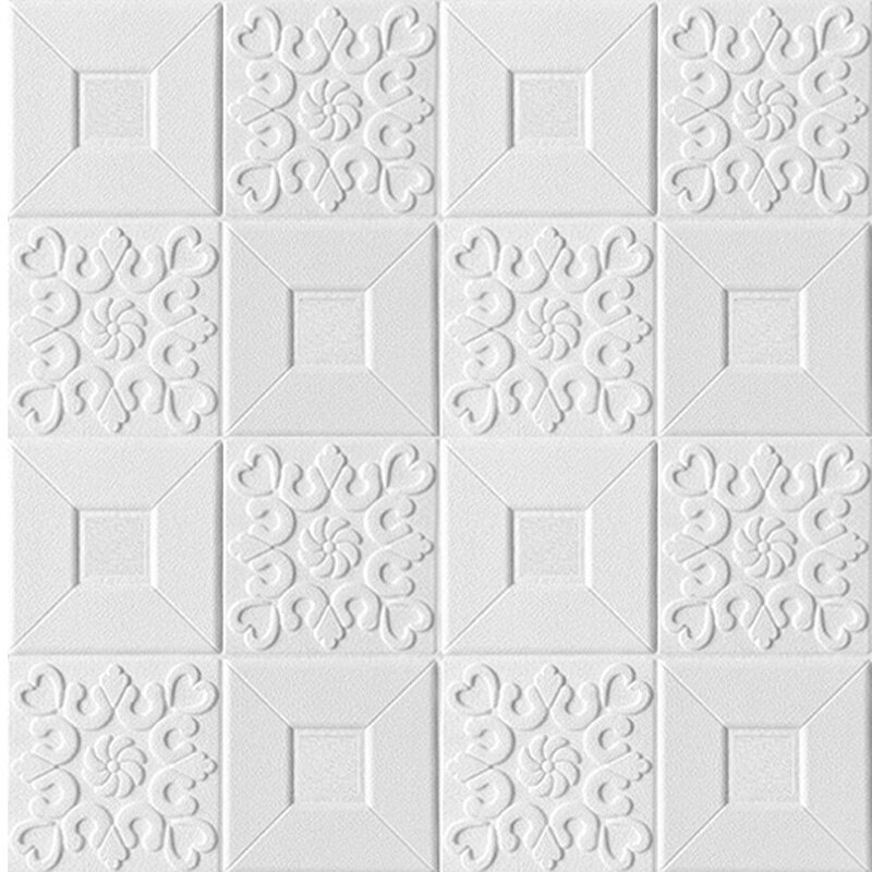 10pcs Self-Adhesive Roof Wall Sticker 3D Stereo Ceiling Wallpaper Foam Sticker Panel Living Room Home House Decor Bedroom TV Kid: White