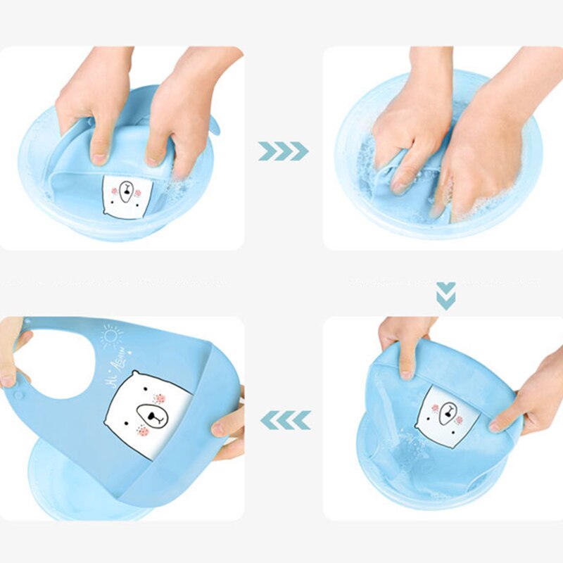 Baby Stuff Waterproof Silicone Bib Adjustable For Kid Feeding Scarf Polar Cute Bear Soft Baby Bibs Burp Cloths Bandana Bib T2268