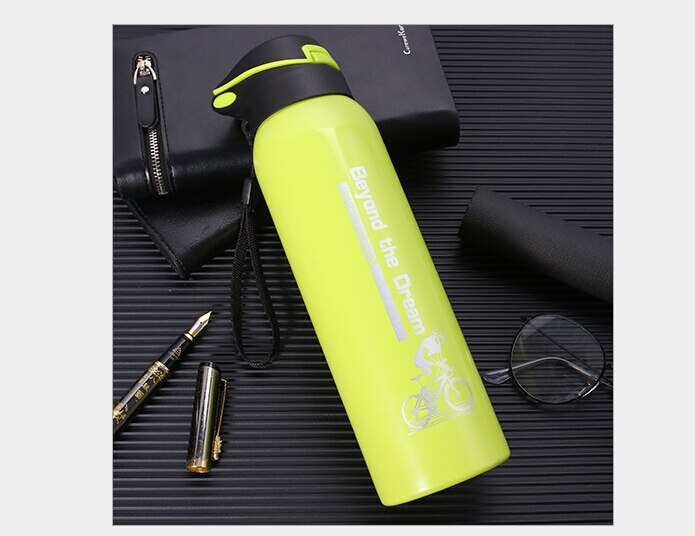 500 ML Bike Water Bottle Outdoor Sport Portable Bicycle Kettle Thermos Water Bottle Stainless Steel Mountain Cycling Bottle: Green