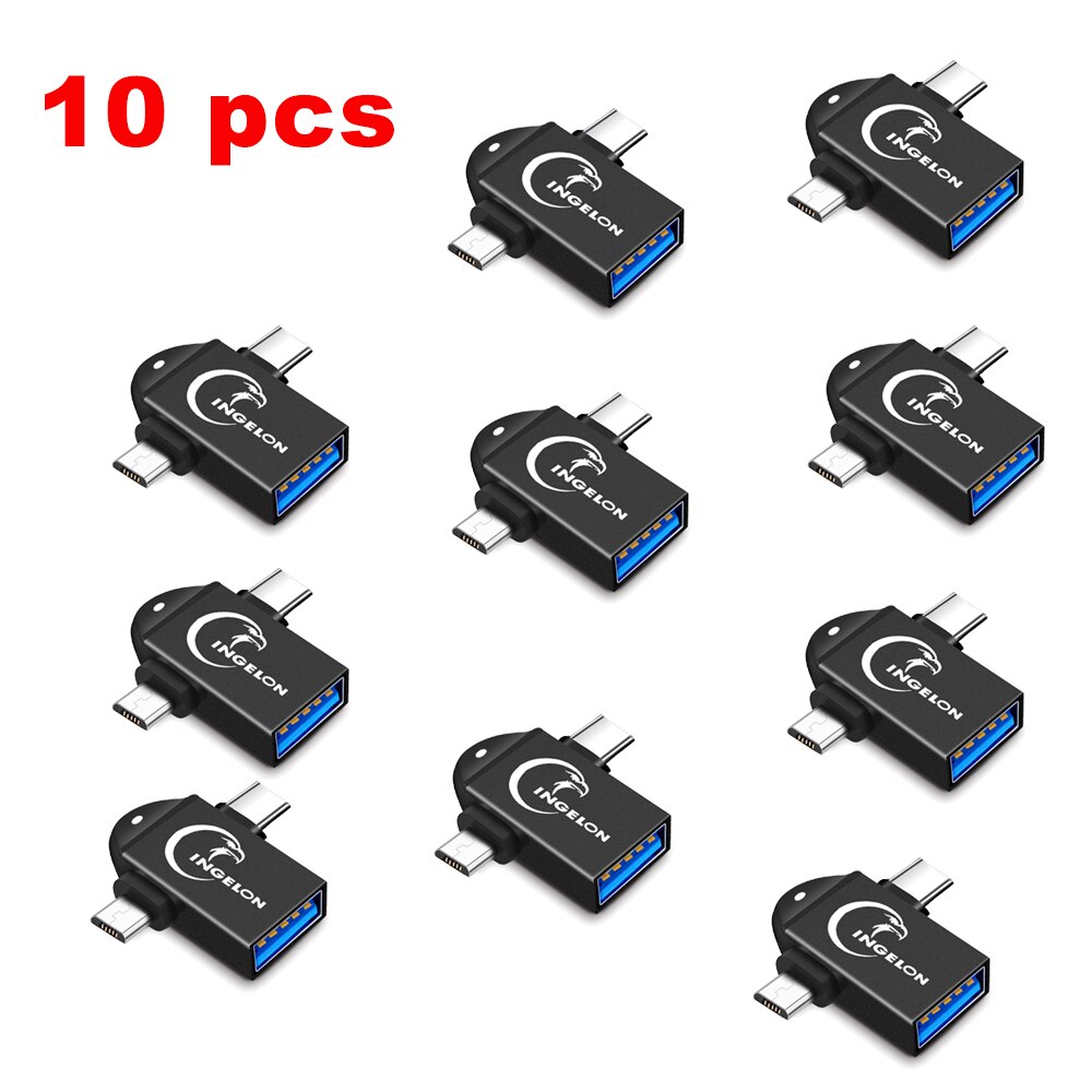 INGELON 2 in 1 OTG Converter USB 3.0 to Micro USB and Type C Adapter USB3.0 OTG Adapter Converter Data Mobile Phone Adapter: T01 Adapter 10pcs
