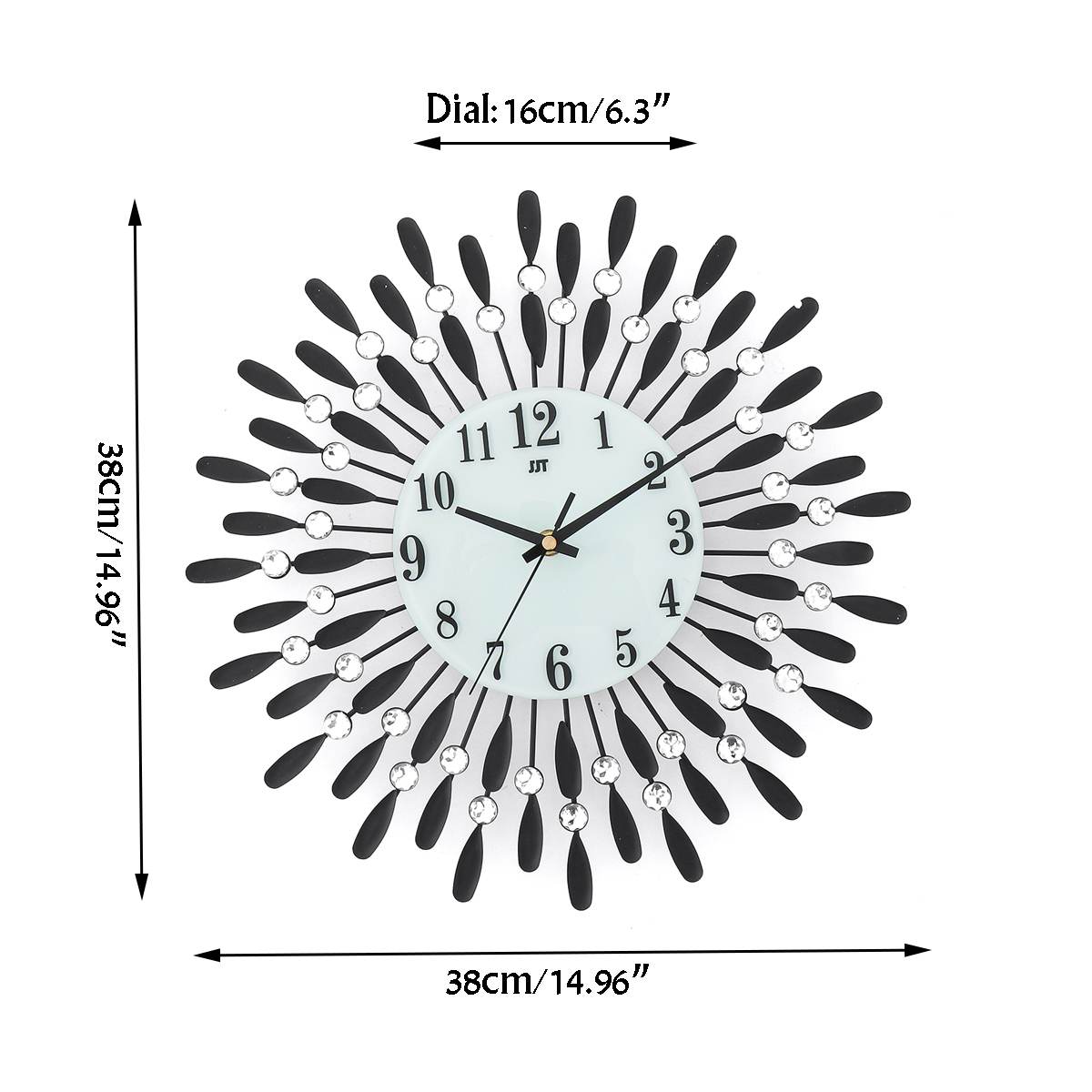 38cm Aluminum Iron Wall Clock Hanging Silent Quartz Wall Clocks Horologe Timer Living Room Home Decor Battery Powered Watch