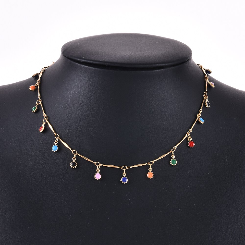 Regalo di natale dei monili delle donne di fascino della catena della clavicola della collana del Choker del pendente della sfera di colore della caramella