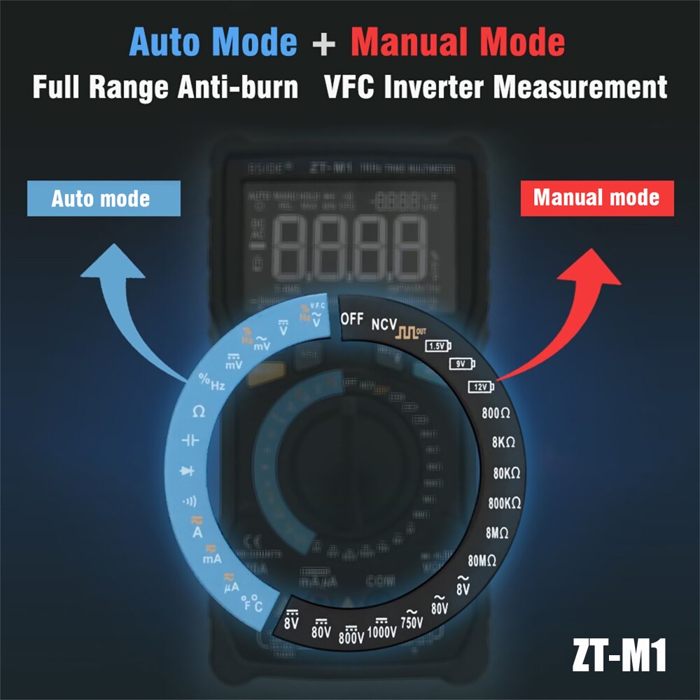 BSIDE Digital Multimeter Profesional True RMS 8000 Analogue Tester 20A Current DC AC Voltage Capacitance VFC ohm battery Hz test