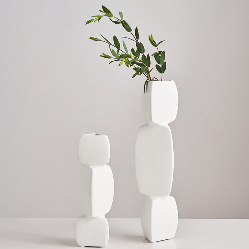 Nordic Vaas Minimalistische Zwarte En Witte Keramische Vaas Moderne Woning Vaas Decoratie Geometrie Onregelmatige Vaas Bloempot Tafelblad Decor