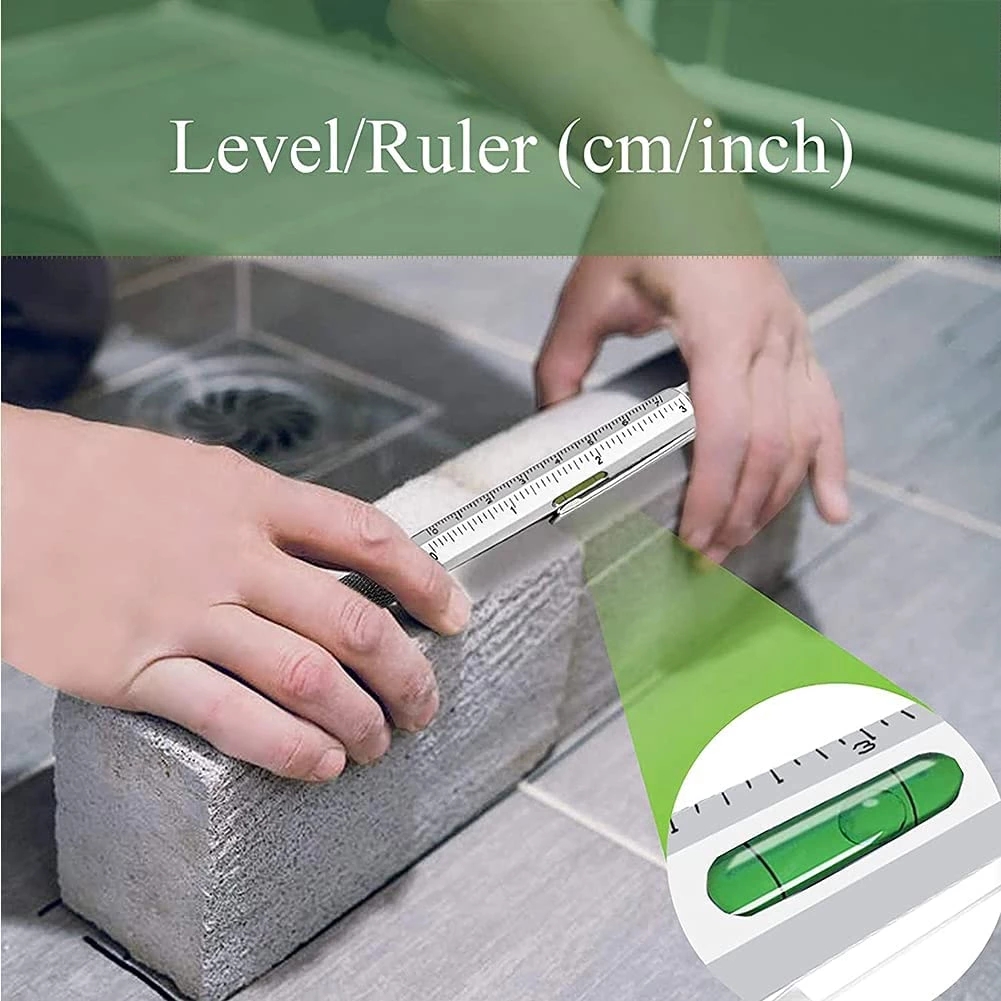 7-in-1 Multi-Kugelschreiber mit modernem Handwerkzeug messen technische Lineal Schrauben dreher Touchscreen-Stift Wasserwaage Werkzeuge