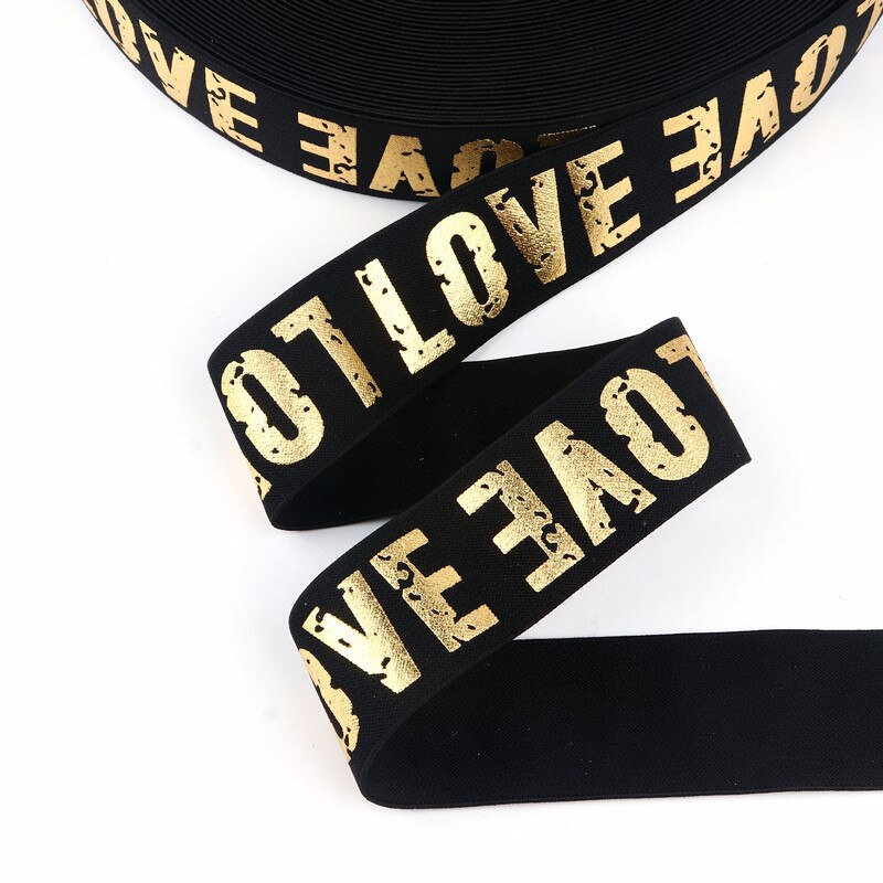 2/2.5/3/4cm Elastic Band LOVE Alphabet Jacquard Rubber Band Waistband Elastic Trousers Webbing DIY Sweing Accessories 1Meter: gold / 2.5cm