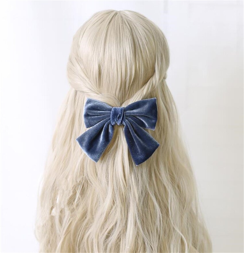 Horquilla Retro de terciopelo para niña, horquilla de Princesa con lazo grande, accesorios para el cabello de Lolita, B1712: color 5