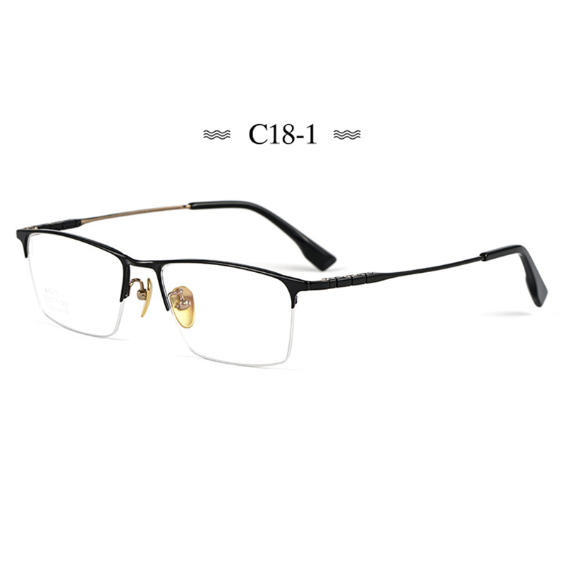 Montura de gafas de titanio puro para hombre, gafas graduadas de , a la , estilo de negocios, T8607T: C18-1