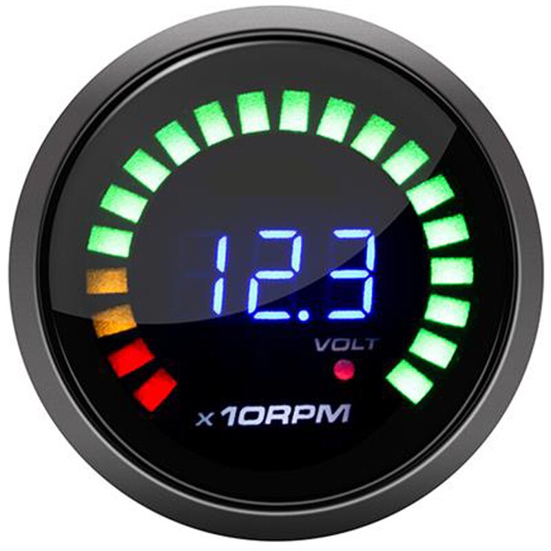 Tacómetro digital ahumado automático para coche, medidor de rpm de 2 pulgadas, 52mm, 12V, 0 ~ 10000 RPM, 20 luces LED, tacómetro 6230