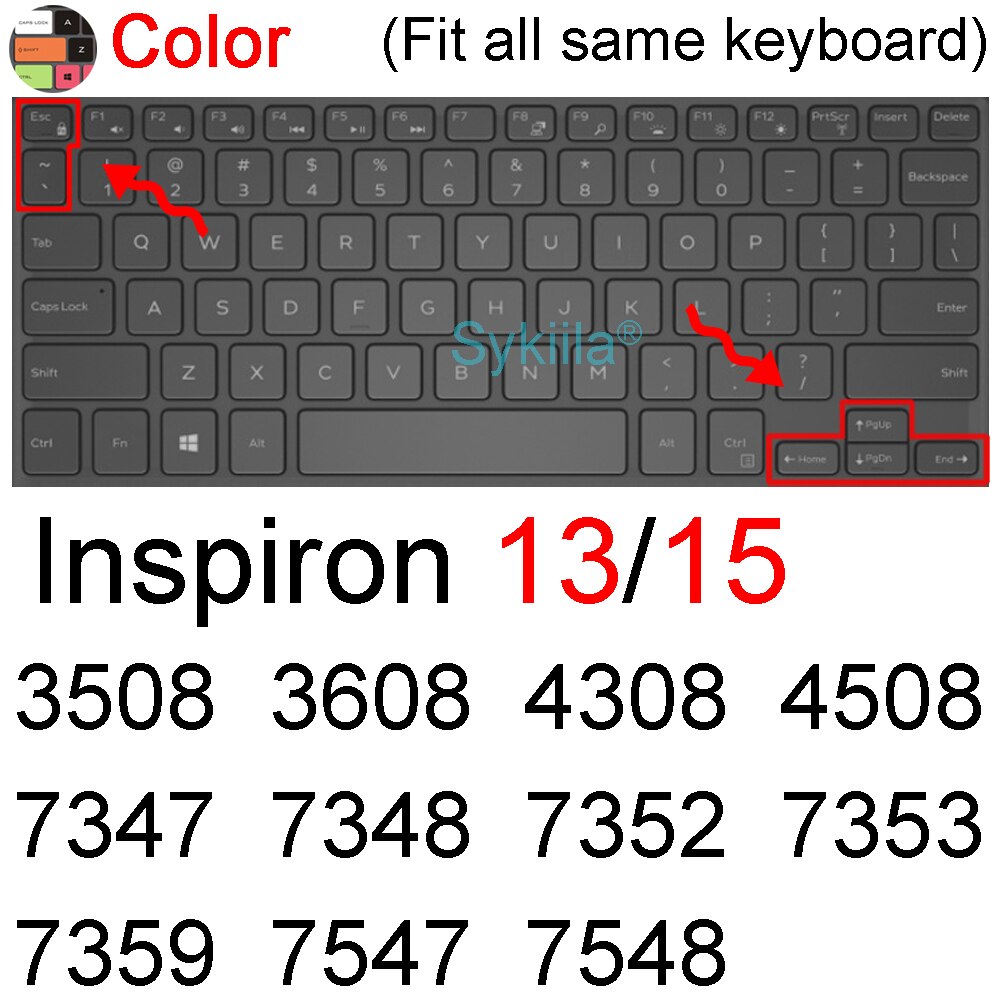 Cubierta para teclado Dell Inspiron 13 15 3508, 3608, 4308, 4508, 7347, 7348, 7352, 7353, 7359, 7547, 7548 funda de piel protectora 13BD 13WD 15BD: Color