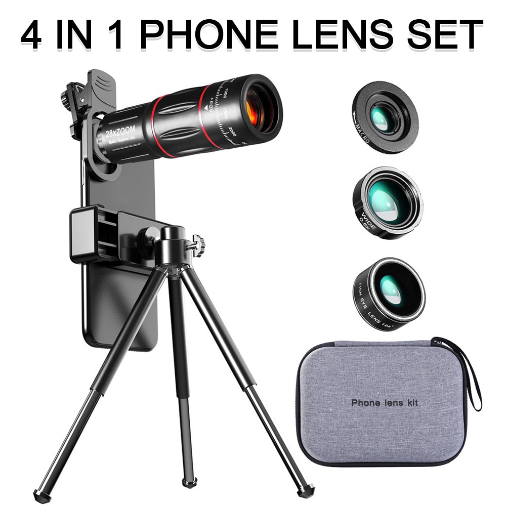 28X Hd Mobiele Telefoon Camera Lens Telescoop Zoom Macro Lens Voor Iphone Samsung Smartphone Fish Eye Lente Intelligente Mobiele