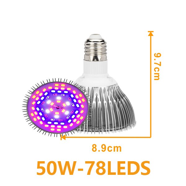 Lampe horticole de croissance UV/IR, 5/10/30/50/80W, spectre complet, pour culture hydroponique de plantes et légumes: 50W