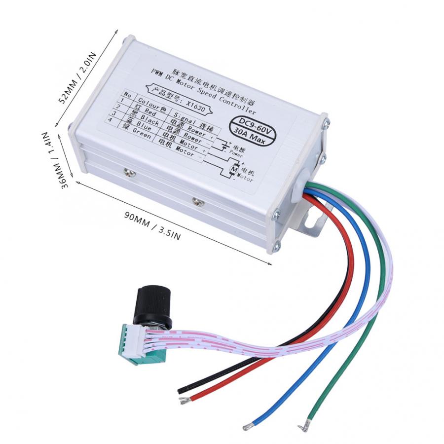 DC 9-60V 30A PWM DC Brush Motor Speed Controller Adjustable Electric Motor Speed Regulator Motor Speed Controller
