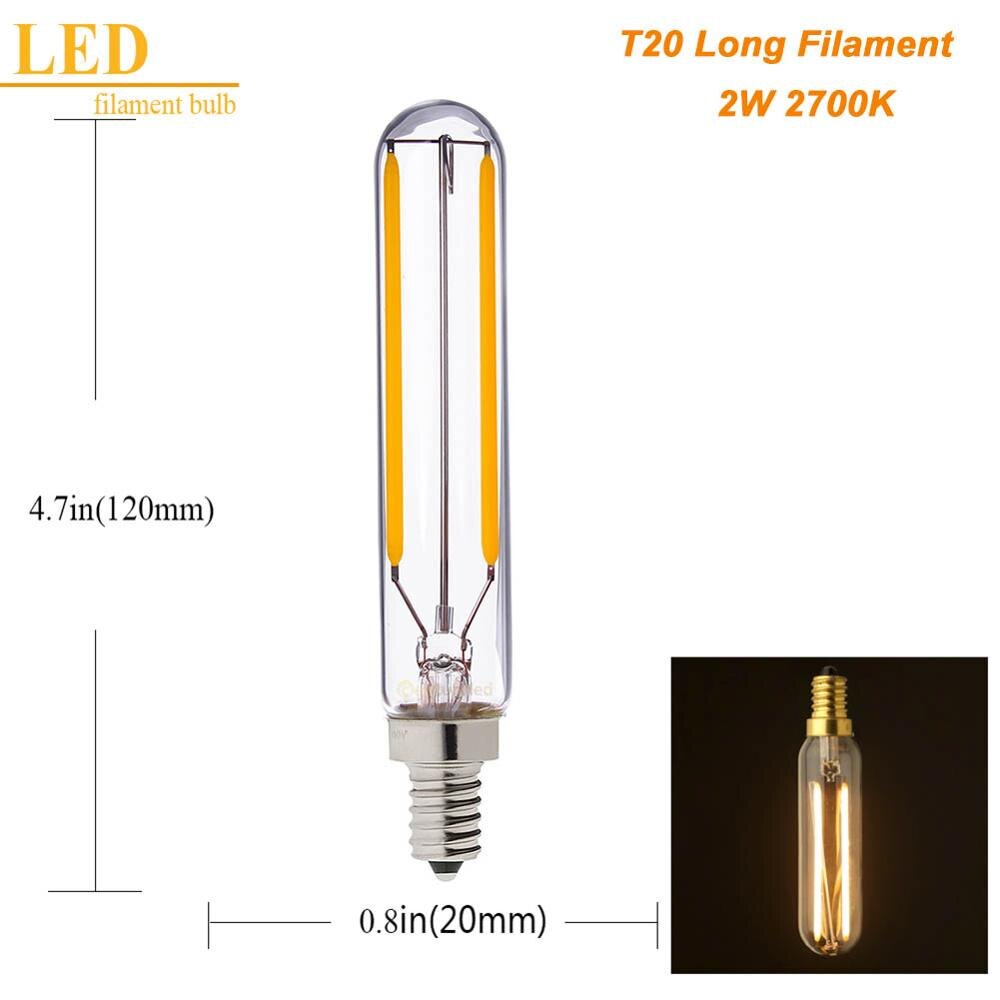 Grensk  t20 led glødetrådspære  g9 led 1w 2w e12 e14 110v 220v varm 2200k varm hvid 2700k dæmpbare lysekrone led vintage lys: T20l 2w 2700k / E12 110-130v