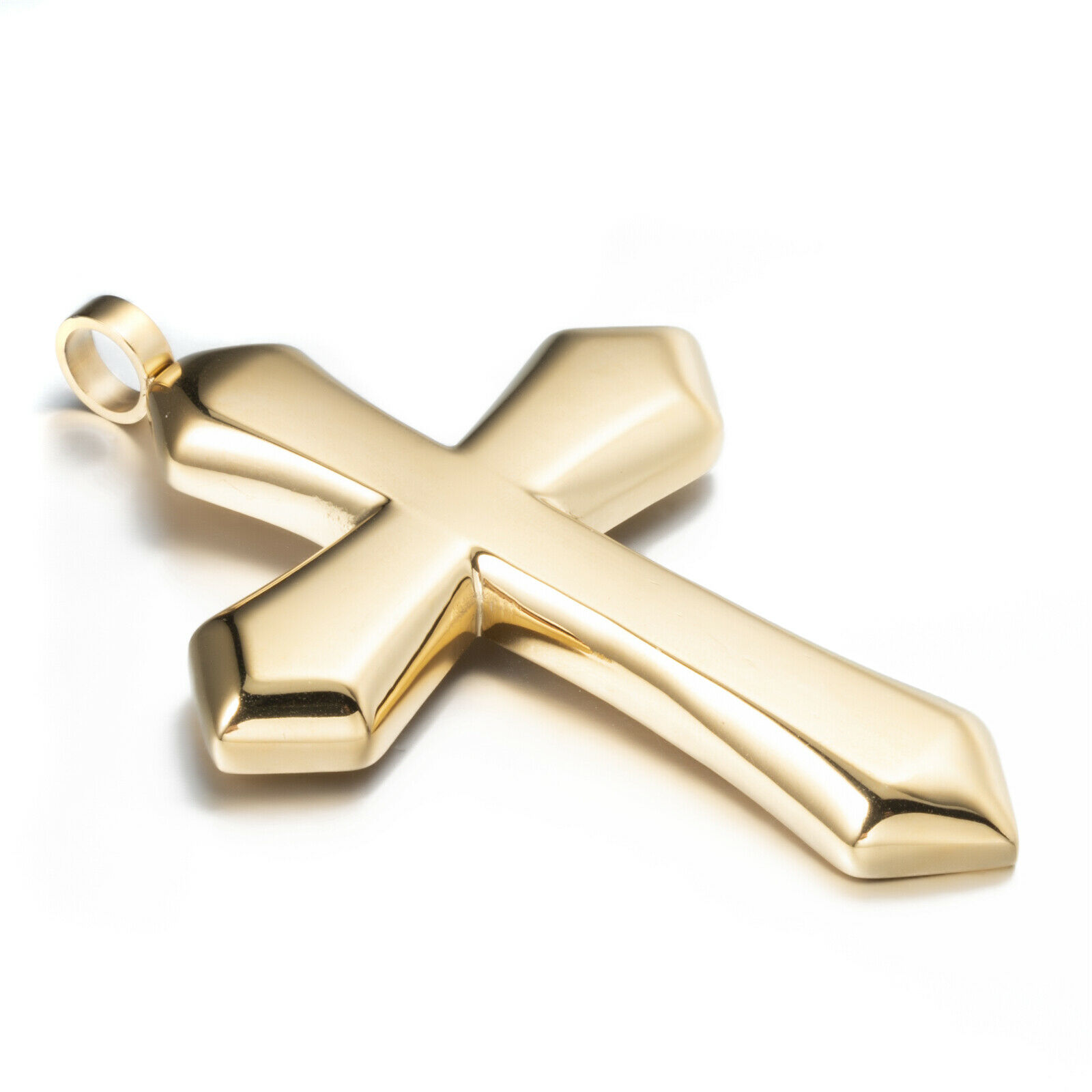 Large Men&#39;s Silver/Gold Cross Solid 316L Stainless Steel Pendant Necklace Chain