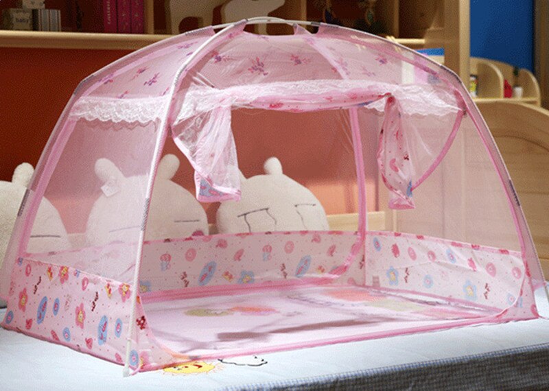 Mosquiteras para cuna de bebé estilo Ger, decoración para habitación de niños, tiendas de campaña para niños, red plegable con Stents,