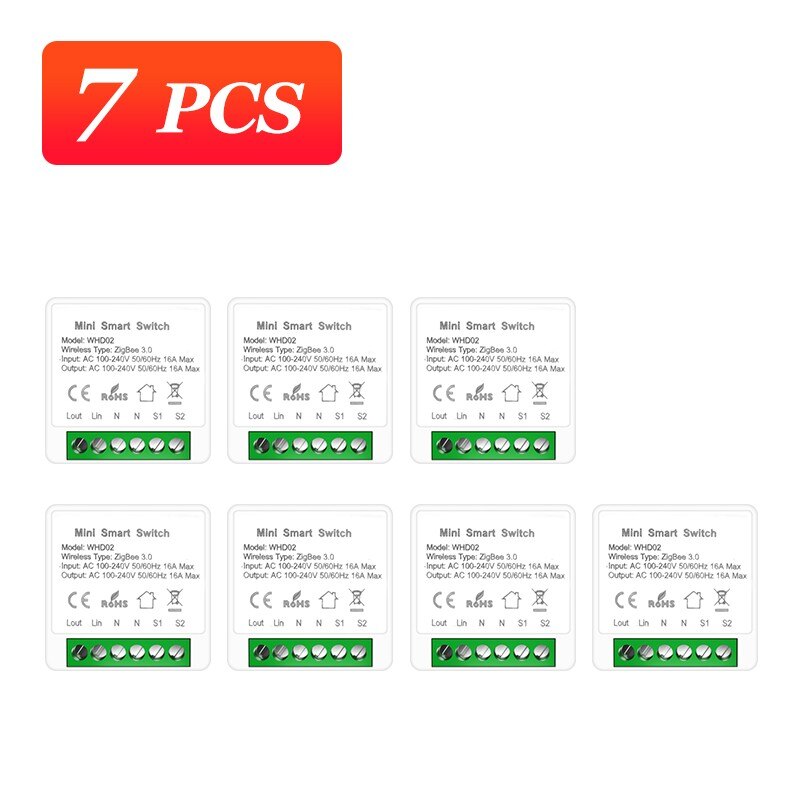 Zigbee Smart DIY Switch Module Tuya 16A Voice Control Via Alexa Google Home Yandex Smart Life App Timer 2-Way Switches: 7 pieces
