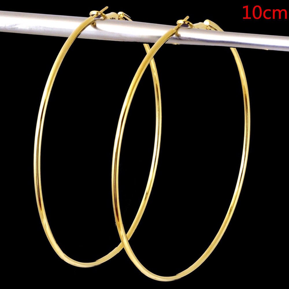 Trendy Grote Hoepel Oorbellen Grote Gladde Cirkel Oorbellen Basketbal Brincos Celebrity Loop Oorbellen Voor Vrouwen Sieraden 8 Cm: Gold 8cm