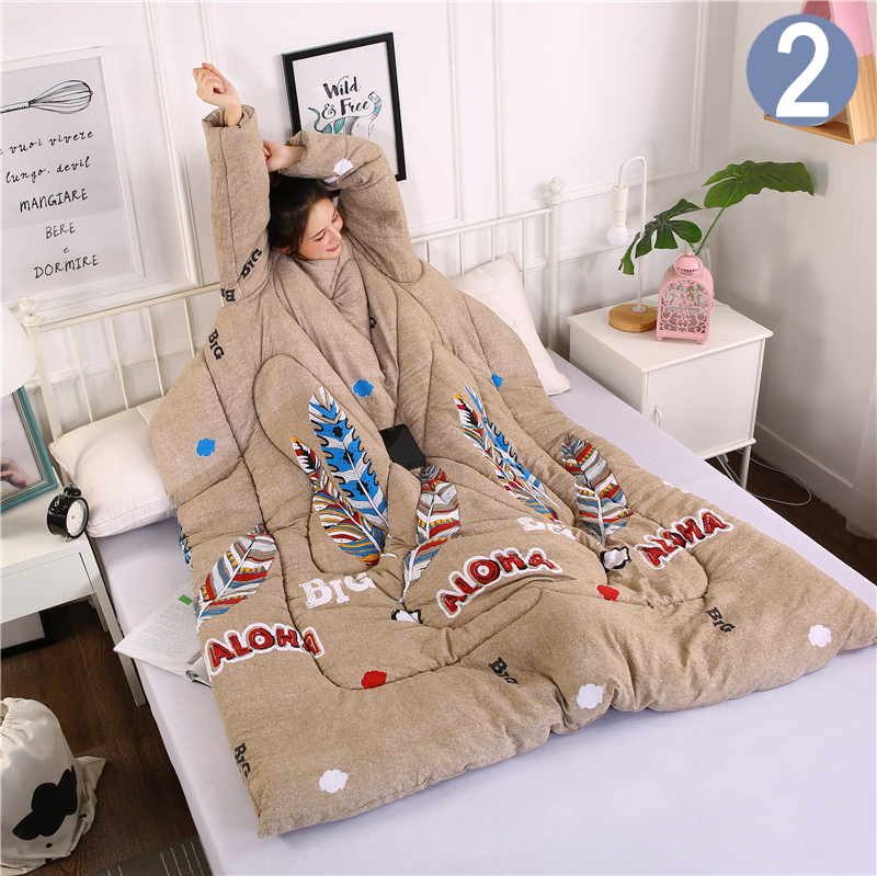 Couette paresseuse avec manches | Couverture épaisse, multifonction, douce pour la maison, sieste d'hiver, XHC88: 02