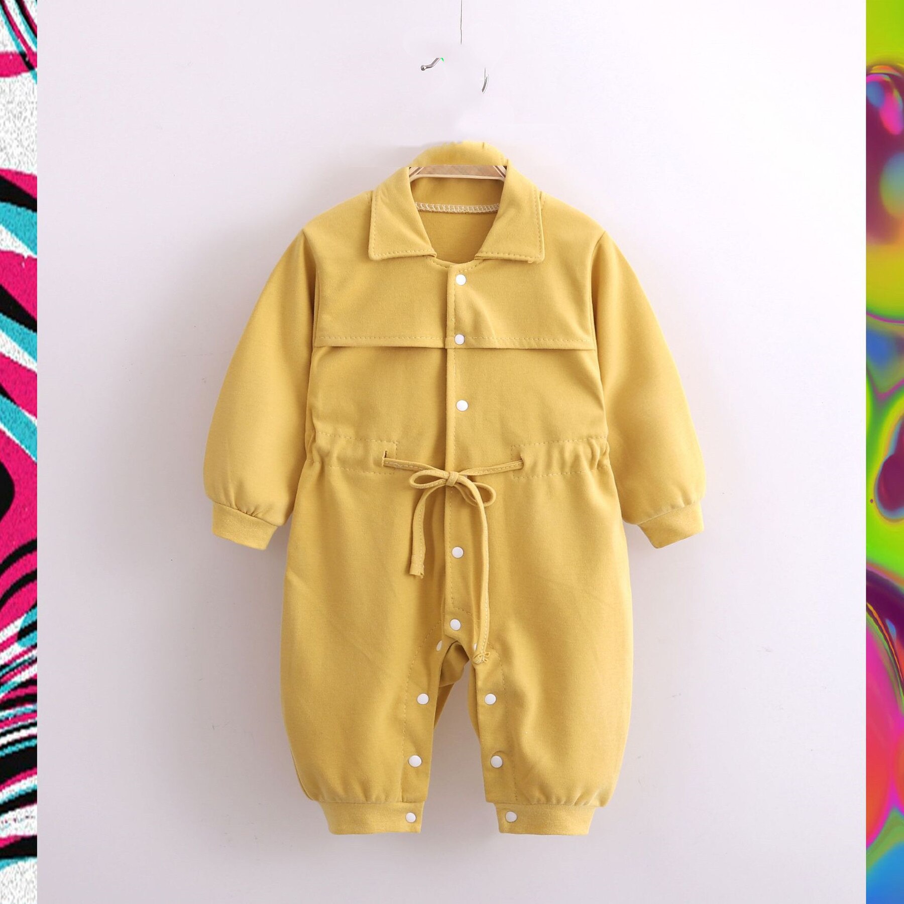 Boy Girl Jumpsuit Kids overalls Jerse Toddler Cotton Long Sleeve Romper Children Home Clothes Pajamas Baby Cute Sleepwear: Pink / 73CM