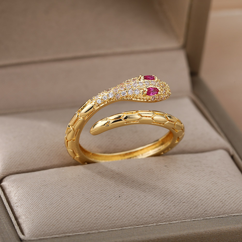 Schlangenringe für damen und mädchen, verstellbare fingerringe mit zirkonia, goldringe, eheringe, paarringe, schmuck, anillos mujer