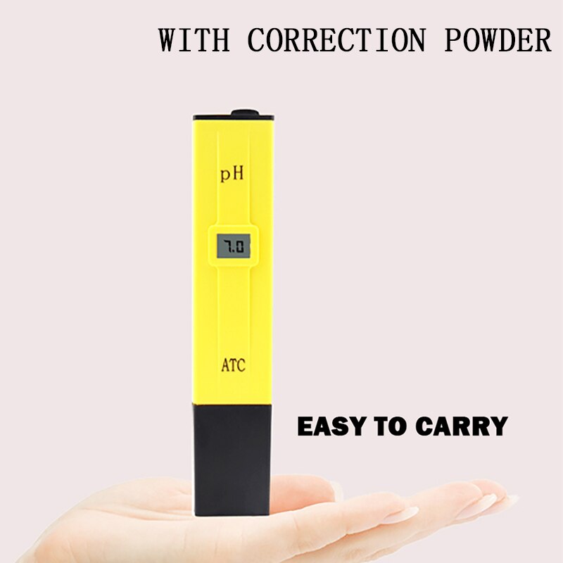 PH Meter Digital Tester Meter Pen Medidor PH 0.0-14.0 PH High Accuracy For Drink Food Lab PH Monitor With ATC 1pcs: correction powder