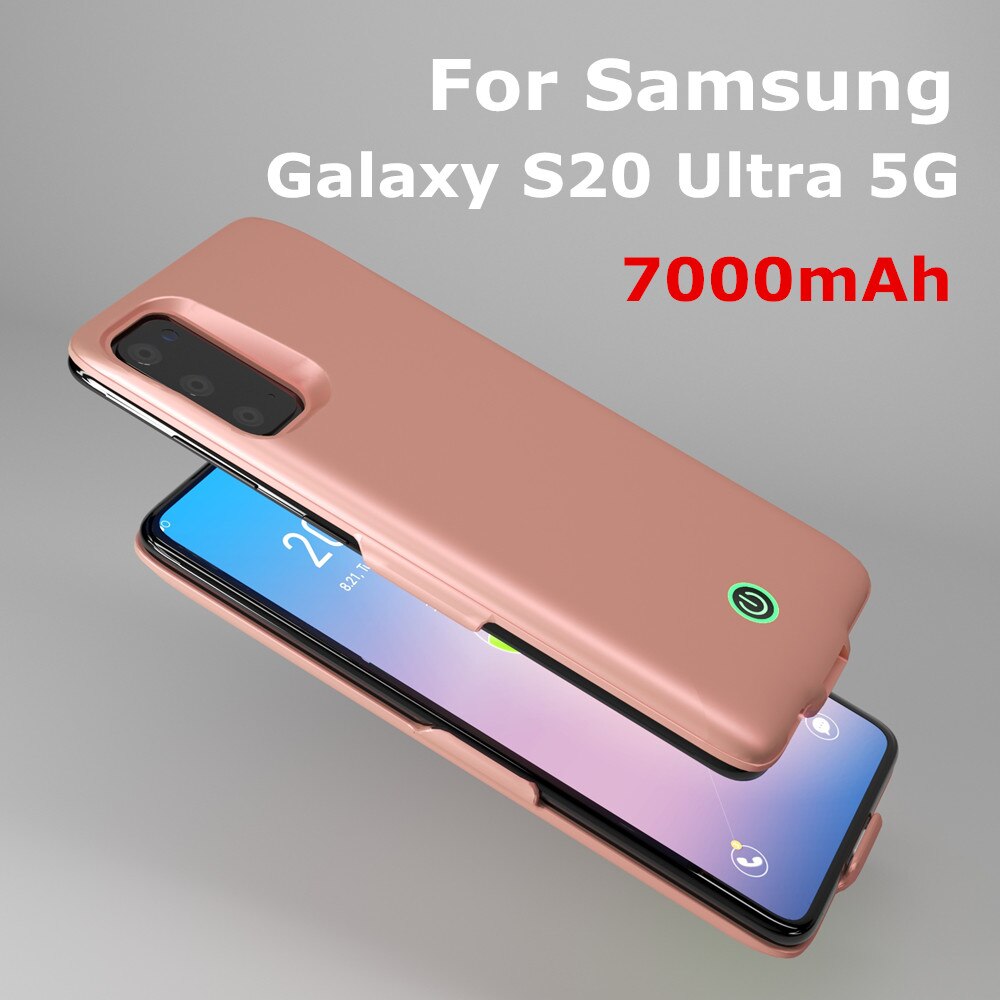 Zkfys powerbank deksel til samsung galakse  s20 ultra 5g batteriladeretuier 7000 mah powerbank ladeveske til samsung  s20 Plus: S20 ultra rosa