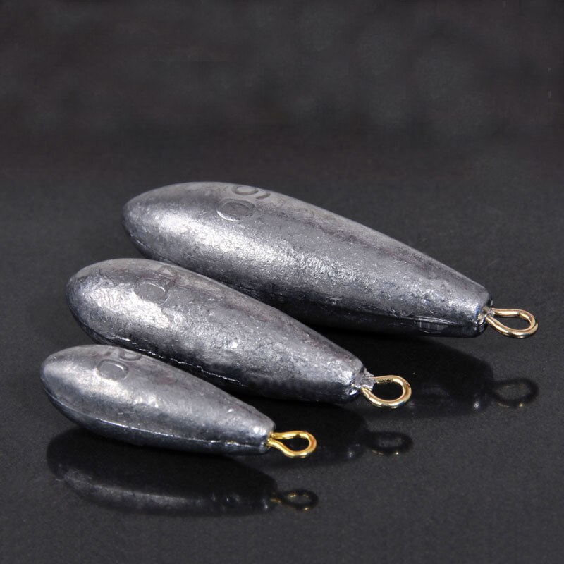 Plomo en forma de gota de agua, accesorios de pesca, 10g/15g/20g/30g/40g/ 50g, gotitas de agua, pesas de plomo, 5 unids/lote